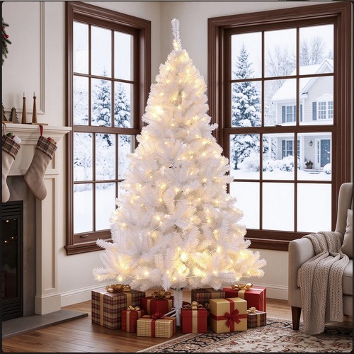 White christmas tree 6 7ft - white,